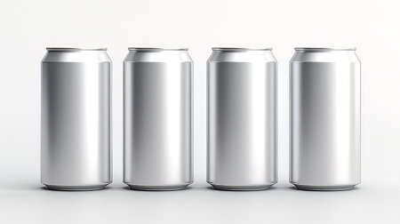 Blank recyclable aluminum Cans isolated on white background. artificial artの素材