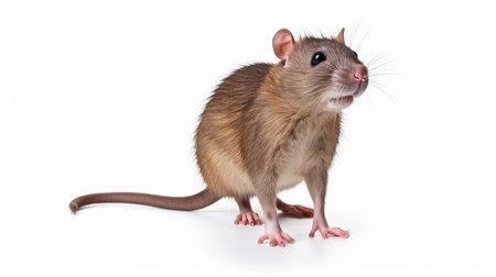 Adorable Domestic Mammal with Whiskers on White Background. artificial artの素材