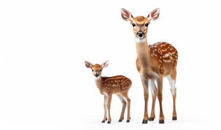 Deer with fawn isolated on white background. artificial artの素材