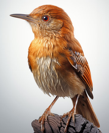 Wren Bird sitting on a branch isolated on bright background. artificial artの素材