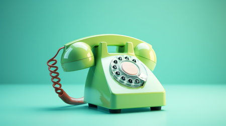 Mint vintage telephone isolated on green background. artificial artの素材