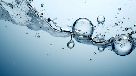 Blue water splash isolated on bright background.. artificial artの素材