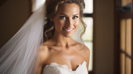 Portrait from beautiful bride on her importest day in her life. artificial artの素材