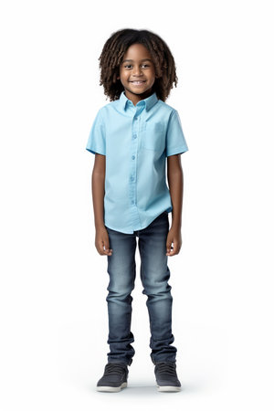 Cheerful afro american boy child isolated on white background. artificial artの素材