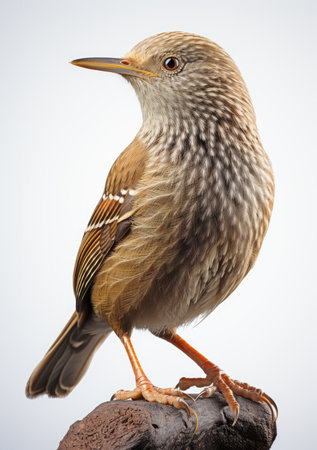 Wren Bird sitting on a branch isolated on bright background. artificial artの素材