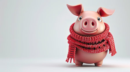 Piggy bank and knitted scarf. Energy saving concept. Concept of paying for heating in home.. generative aiの素材