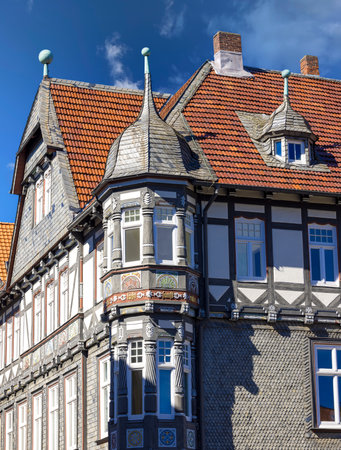 Historic House Gable in UNESCO cultural heritage city Goslar in Germany.の写真素材