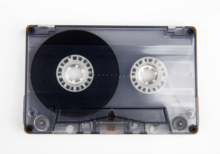 Vintage audio tape isolated on white backgroundの写真素材