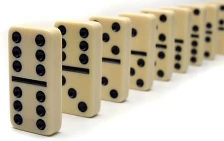 Close up of chain of Ivory Domino Tiles