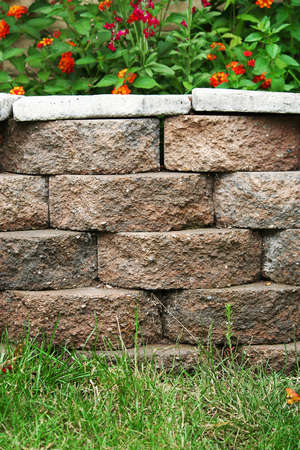 Residential Backyard Concrete Retaining Block Wall Planter