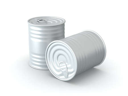 3D Rendered Tin Cans on White Background