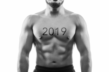 2019 - perfect male upper body motivation new yearの写真素材