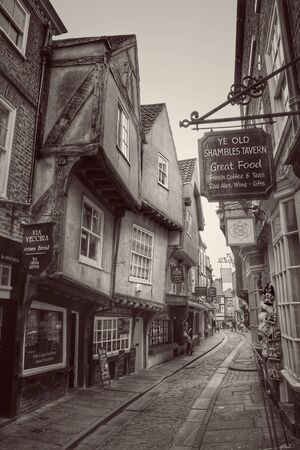 THE SHAMBLES, YORK, UK - CIRCA NOVEMBER, 2015. A medieval street in York, UK called The Shambles which is a popular tourist attraction in this historic Yorkshire city.のeditorial素材