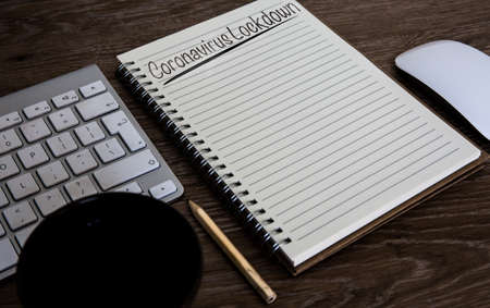 A Coronavirus Lockdown concept for businesses planning for lockdown and exit strategy with copy spaceの写真素材