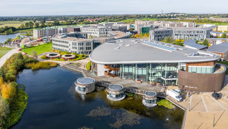 UNIVERSITY OF YORK, YORK, UK - OCTOBER 11, 2021.  An aerial view of the buildings and dormitories of The University of York's Campus Eastのeditorial素材