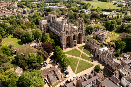 PETERBOROUGH, UK - MAY 12, 2022.  An aerial view of Peterborough city and the ancient cathedral church of St Peter, St Paul and St Andrewのeditorial素材