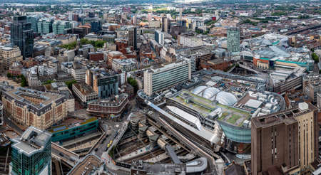 BIRMINGHAM, UK - MAY 24, 2022.  An aerial view of Birmingham city centre with New Street Train Station and The Bullring shopping Mallのeditorial素材