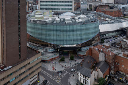 BIRMINGHAM, UK - MAY 24, 2022.  An aerial view of Birmingham New Street Train Station and The Bullring shopping Mallのeditorial素材