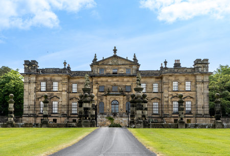 DUNCOMBE PARK, HELMSLEY, UK - MAY 29, 2023.  The front facade of The Duncombe Park House and estate near Helmsley in The North Yorkshire Moors national parkのeditorial素材