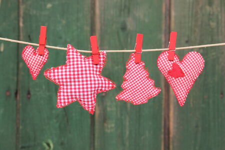 christmas symbols hang on a leashの写真素材