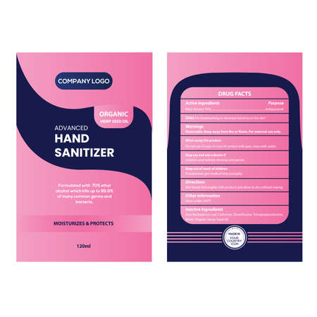 Refill Pack Alcohol Hand Gel and Hand Sanitizer Packaging Label Designのイラスト素材
