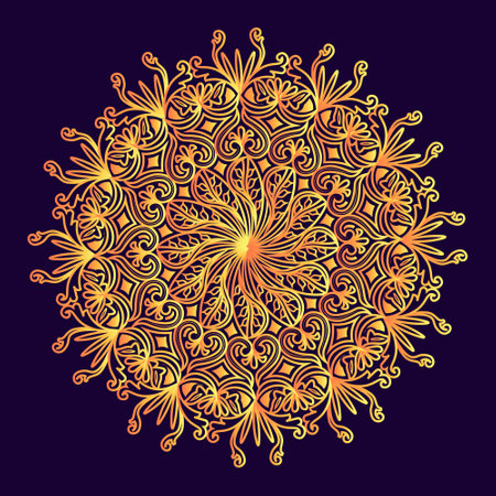 golden floral abstract ornamental mandala design of arabesque style islamic decorative art backgroundのイラスト素材