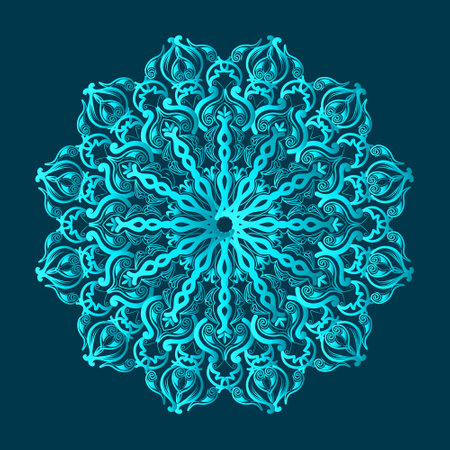 greenish blue color ornamental floral abstract arabesque mandala design with luxurious islamic backgroundのイラスト素材