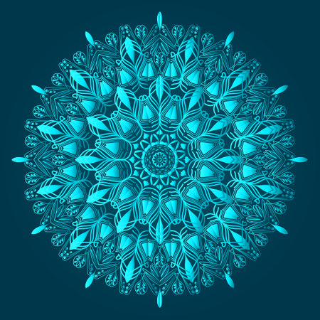greenish blue color ornamental floral abstract arabesque mandala design with luxurious islamic backgroundのイラスト素材