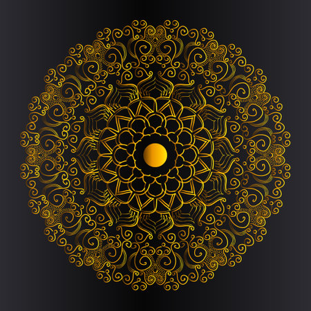 islamic geometric line art background and arabic texture design of golden gradient mandala in natural shape designのイラスト素材