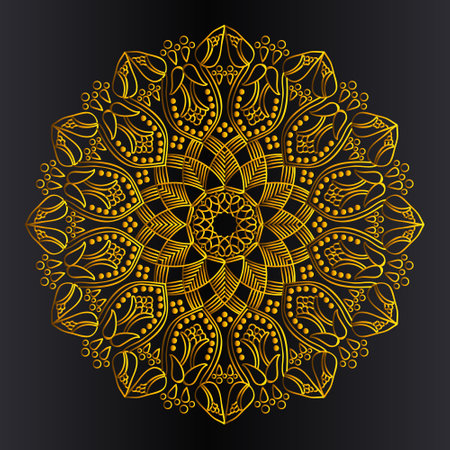luxurious golden geometric mandala design islamic line art background and arabesque texture design for print templateのイラスト素材