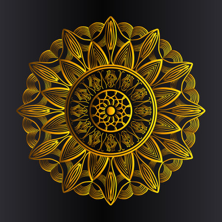 islamic geometric line art background of luxurious arabesque mandala design with golden gradient color for 
and moroccan texture design for print templateのイラスト素材