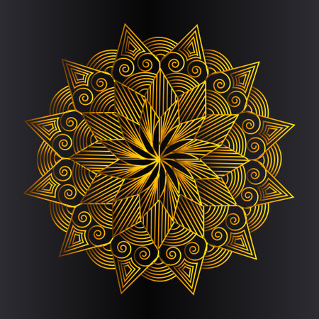 arabic texture design of luxurious arabesque golden background and geometrical islamic line art repeat mandala designのイラスト素材