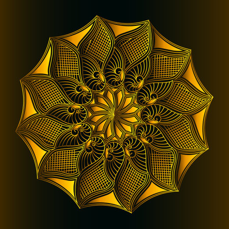 black background on golden geometric line art arabesque luxurious islamic pattern background designのイラスト素材