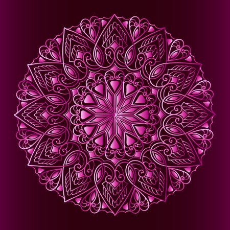 heart shape purplish pink floral abstract mandala design of islamic ornamental background designのイラスト素材