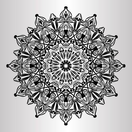 silhouette mandala design of abstract decorative floral islamic pattern backgroundのイラスト素材