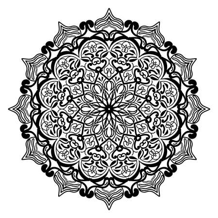 relaxing floral mandala background and arabesque traditional line art designのイラスト素材