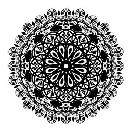 symmetry mandala design of oriental repeat floral element designのイラスト素材