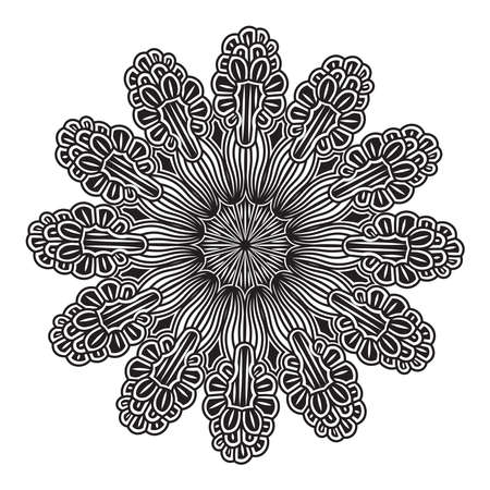 geometric round ornamental abstract line art design with retro carve design elemenのイラスト素材