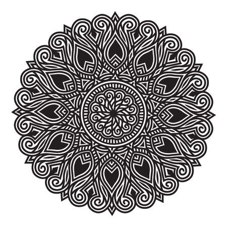 silhouette harmony mandala design with round tribal motif and arabic style pattern line artのイラスト素材