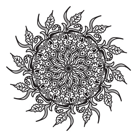 leaf pattern mandala design of green natural organic round abstract conceptual backgroundのイラスト素材