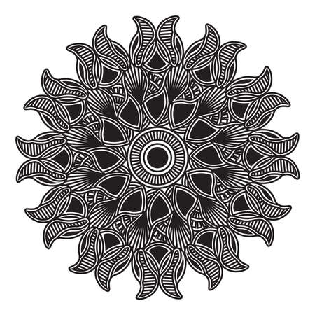 ethnic meditation relax mandala art design with floral ornamental repeat decorative background illustrationのイラスト素材