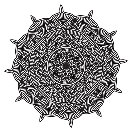 ethnic meditation relax mandala art design with floral ornamental repeat decorative background illustrationのイラスト素材
