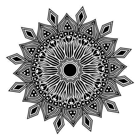 ethnic meditation relax mandala art design with floral ornamental repeat decorative background illustrationのイラスト素材
