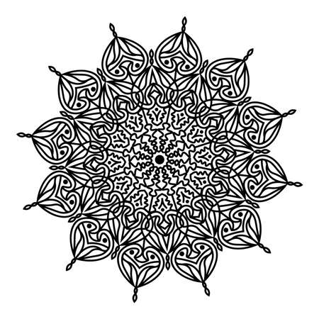 ethnic meditation relax mandala art design with floral ornamental repeat decorative background illustrationのイラスト素材