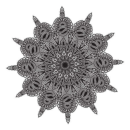 ethnic meditation relax mandala art design with floral ornamental repeat decorative background illustrationのイラスト素材