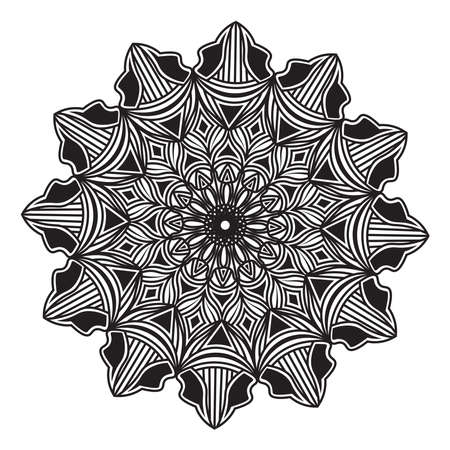 mandala black and white flourish ornamental repeat pattern design element of islamic print template backgroundのイラスト素材