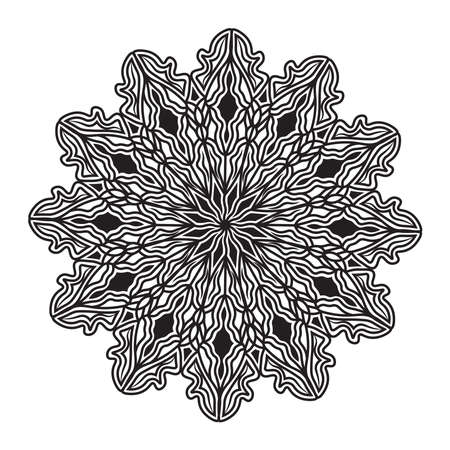 mandala black and white flourish ornamental repeat pattern design element of islamic print template backgroundのイラスト素材