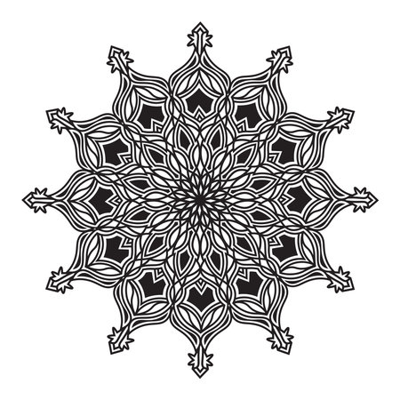 mandala black and white flourish ornamental repeat pattern design element of islamic print template backgroundのイラスト素材