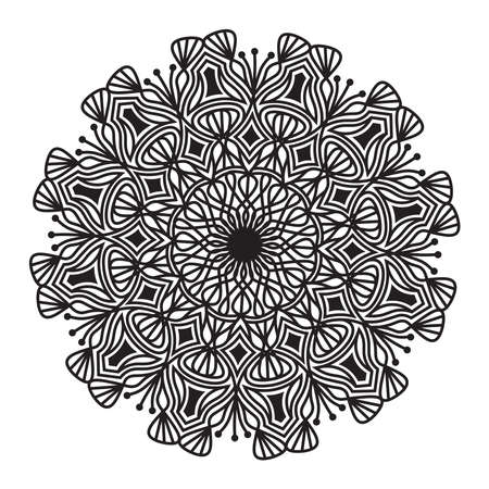 mandala black and white flourish ornamental repeat pattern design element of islamic print template backgroundのイラスト素材
