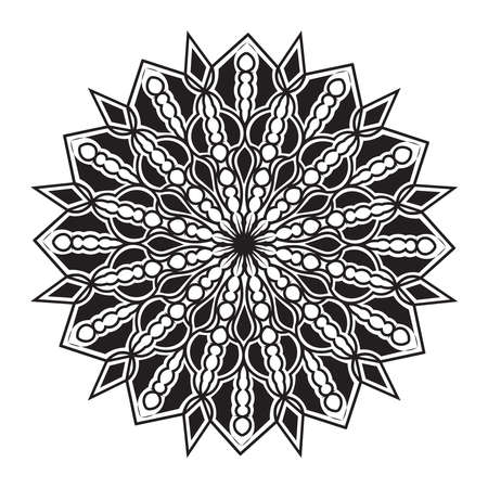 mandala black and white flourish ornamental repeat pattern design element of islamic print template backgroundのイラスト素材